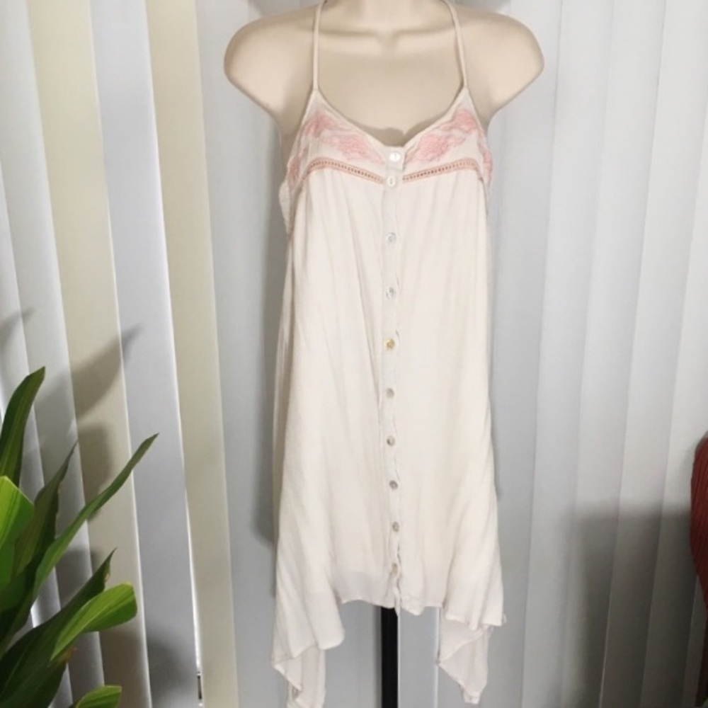 Paper Crane Embroidered T-Strap Halter Tunic Tank